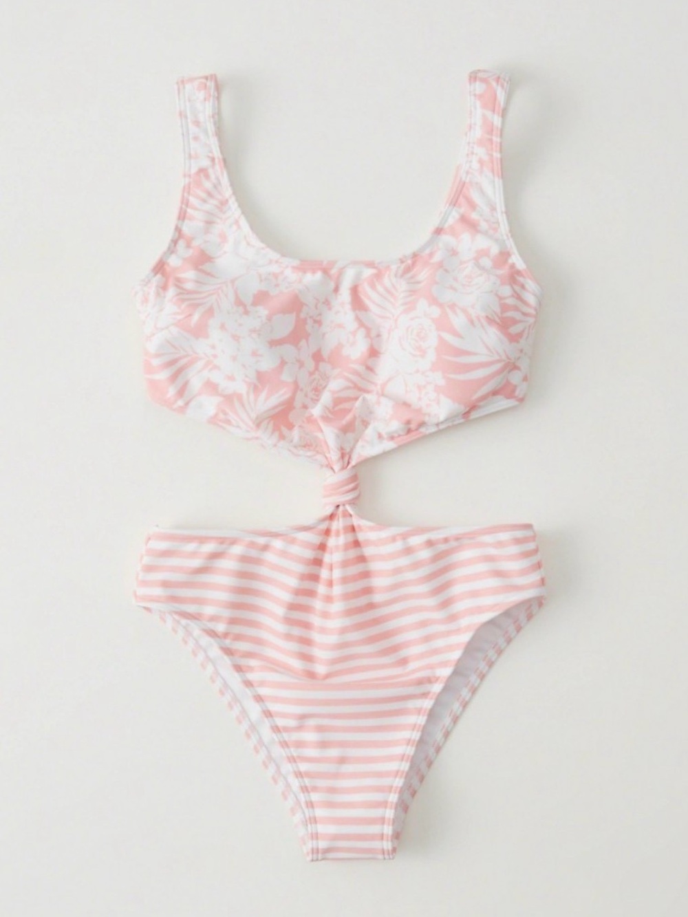 Abercrombie Pink Floral & Stripe Tie-Front Swimsuit